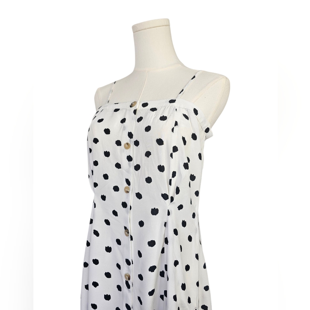 & Other Stories Black and White Polka Dot Midi Dress - Picture 2 of 5